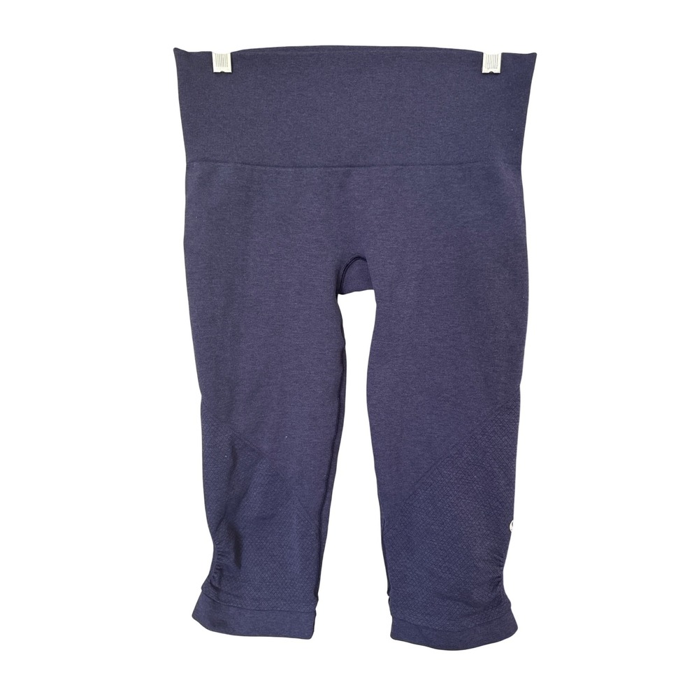 LULULEMON Leggings‎ Womens In The Flow Cropped Seamless Navy Blue Atheletic